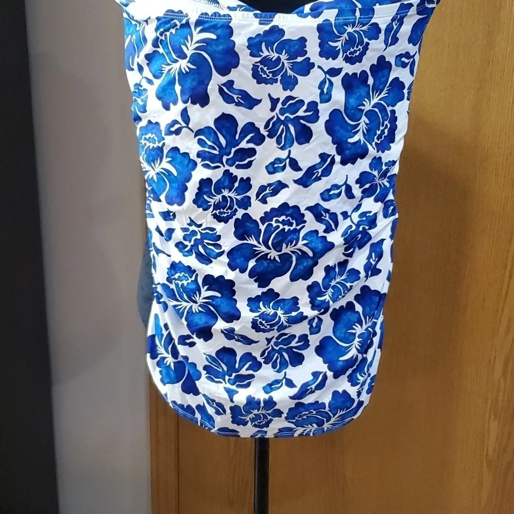 Lauren Ralph Lauren blue floral one piece with skirt swimsuit